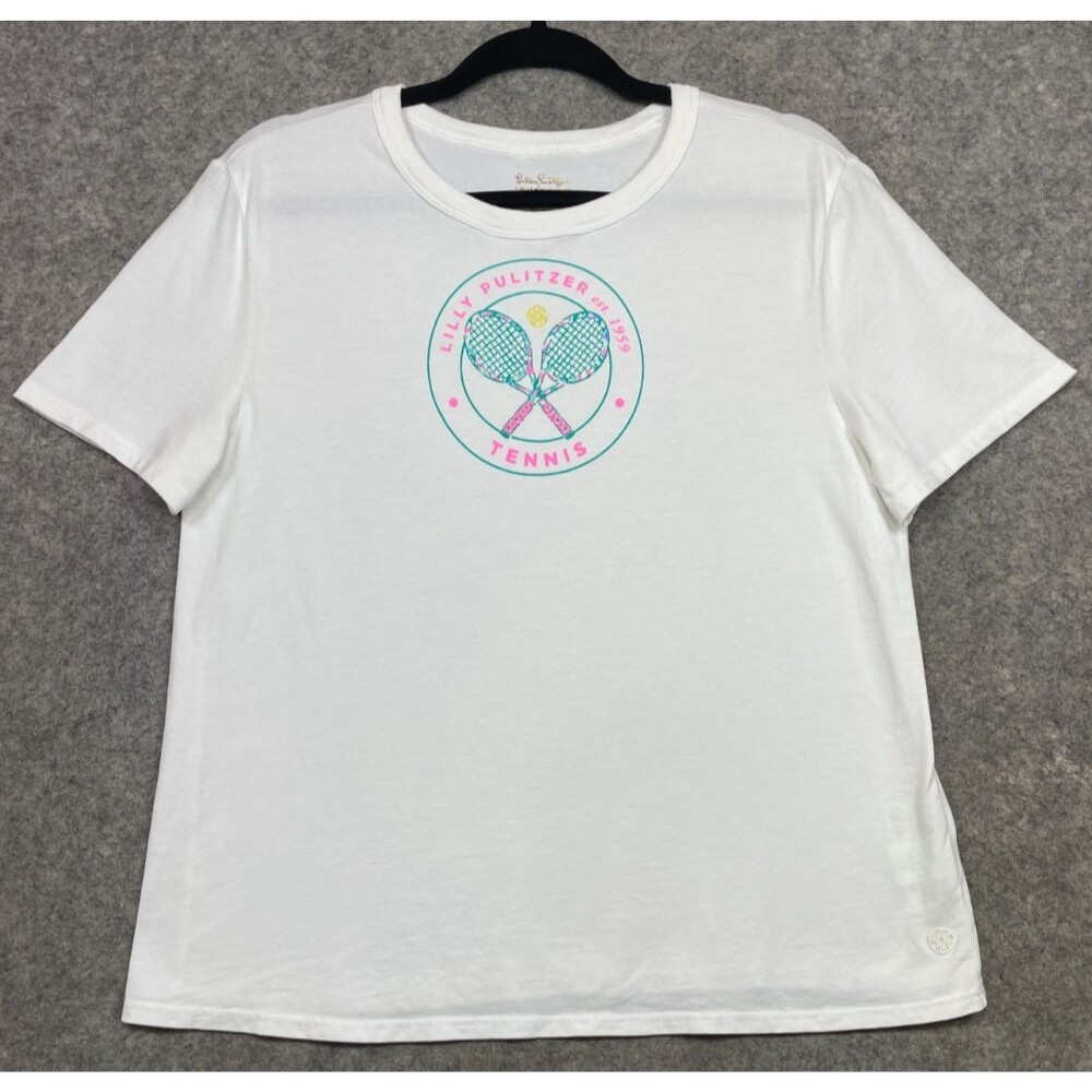 Lilly Pulitzer Luxletic Rally Short Sleeve Tennis Tee Womens S White T Shirt